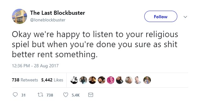 25 Hilarious Tweets From The World's Last Blockbuster Video