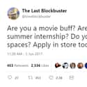 Offering Minimum Wage And The Security Of Knowing It Can't Get Any Worse on Random World's Last Blockbuster Is Alive And Sharing The Most Hilarious Tweets
