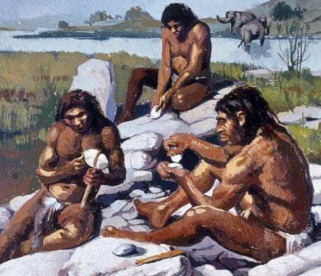 Первобытные люди. Неандерталец (homo neanderthalensis). Что едят древние люди. Пещерный человек ест мясо. Древние люди.