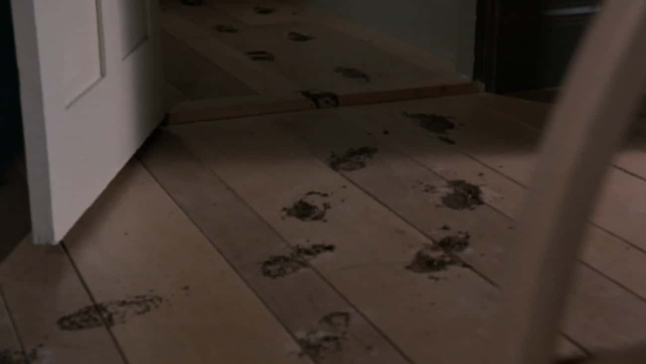 Wet Bootprints Appeared On The Floor