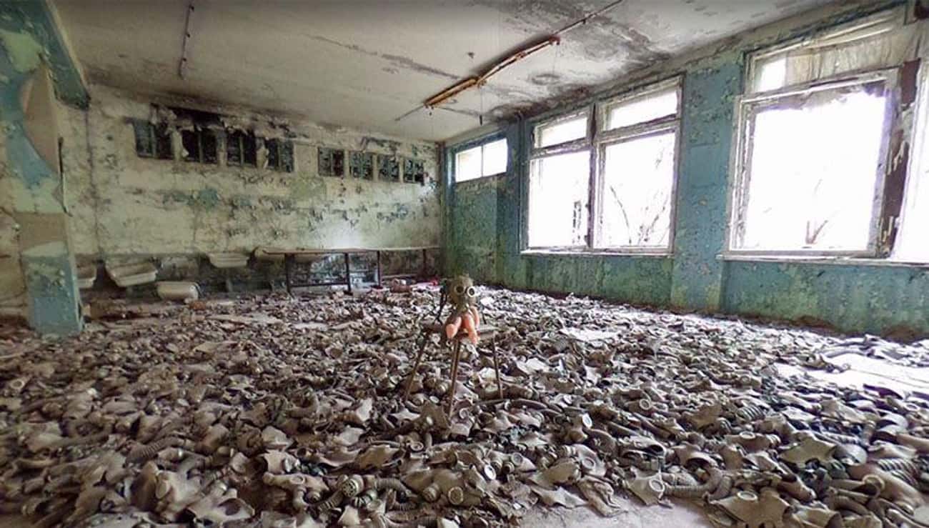 An Abandoned School Filled With Gas Masks In Pripyat, Ukraine