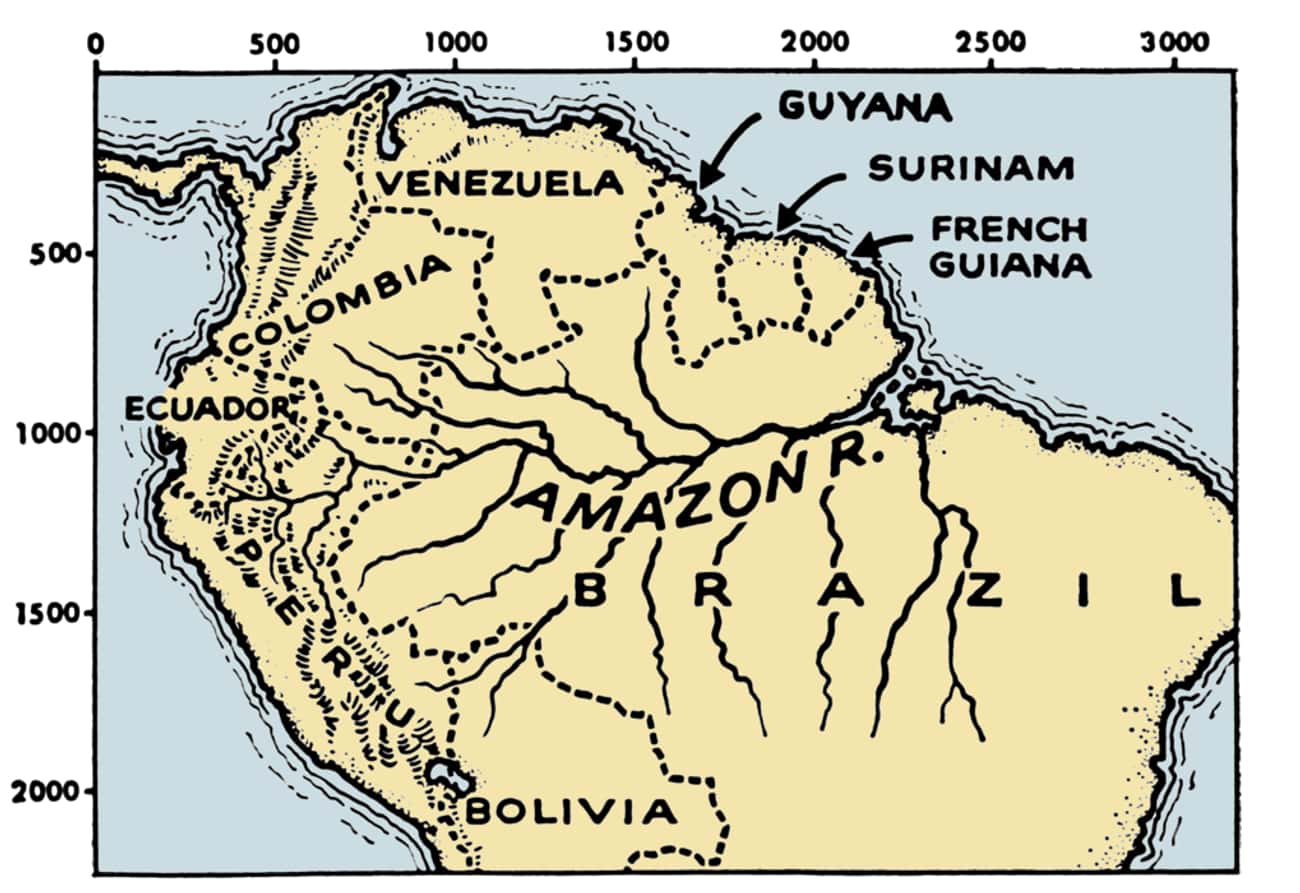 Устье реки Амазонка на карте