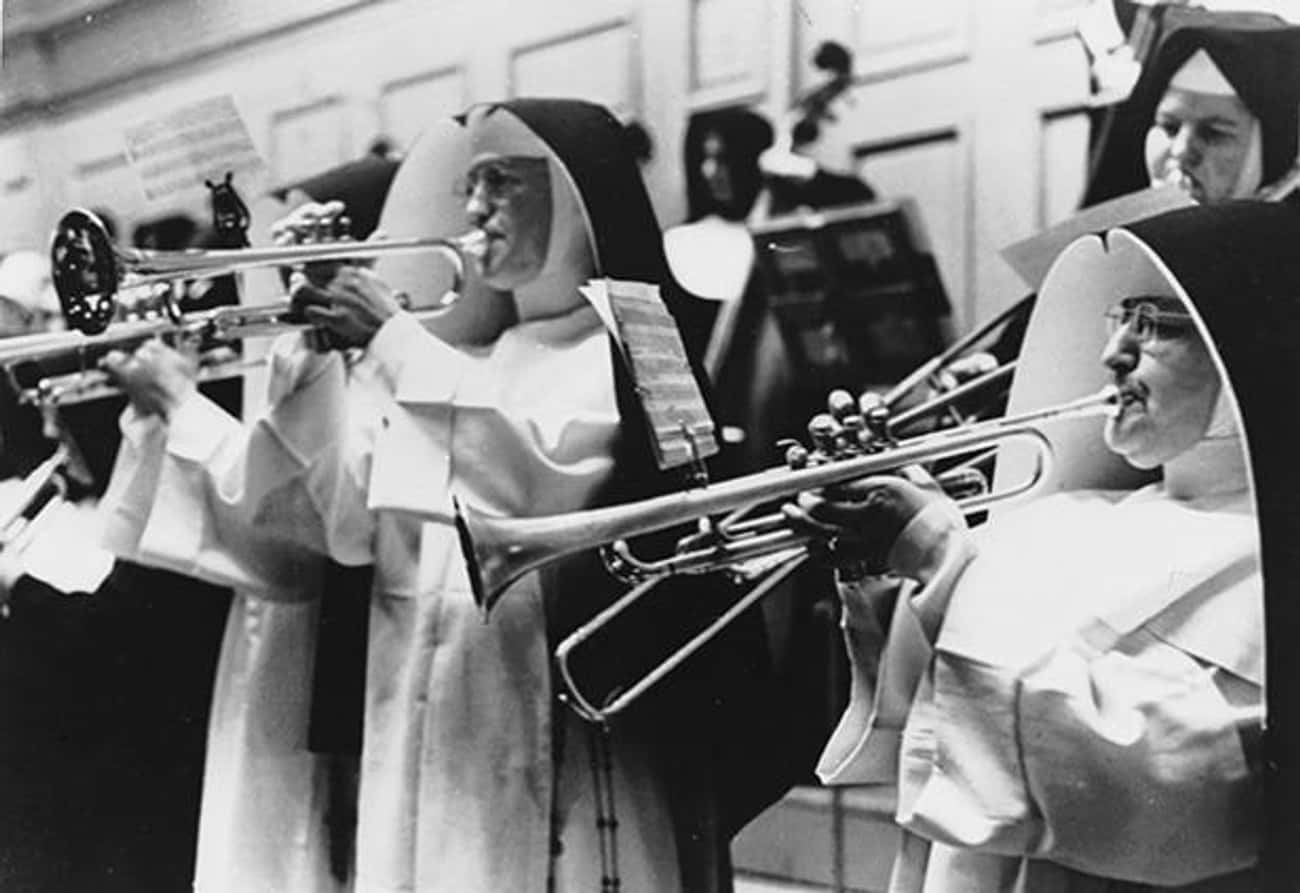 Nuns Playing Trumpets At The Symphony Hall In Boston In 1958