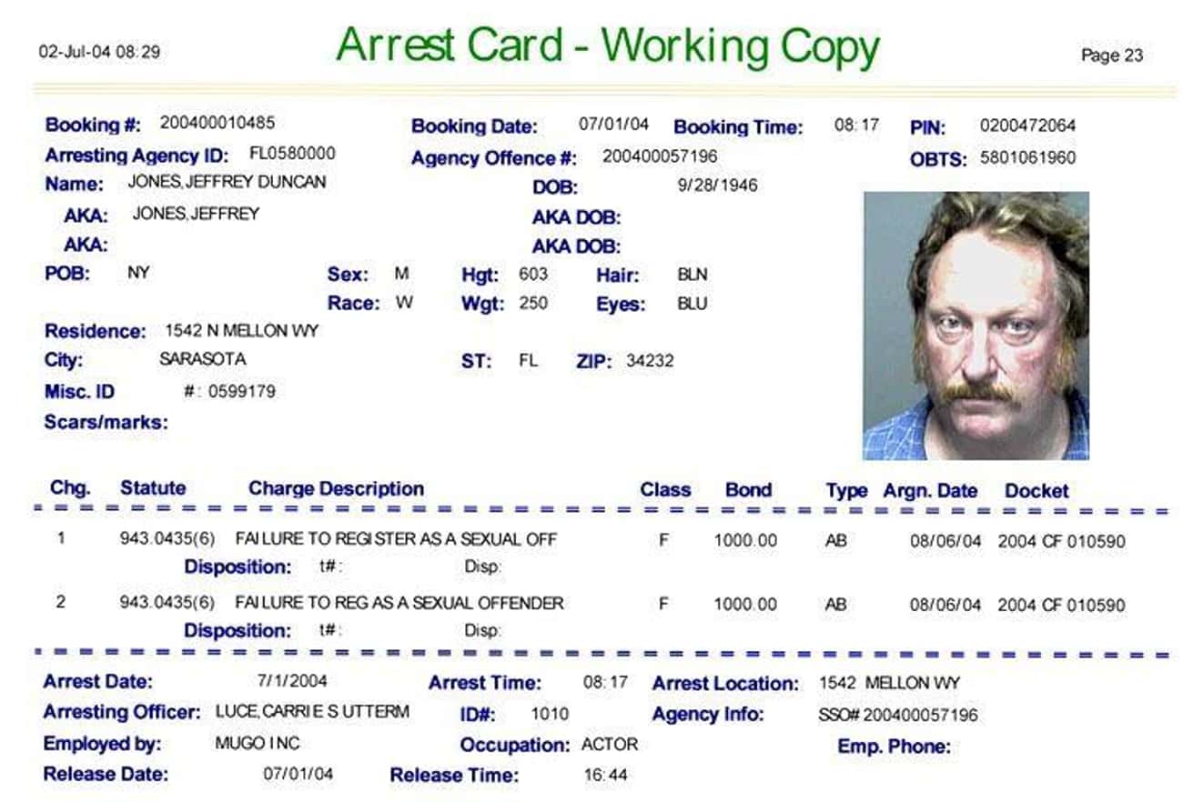 Jones Was Arrested In Florida After Failing To Report A New Address
