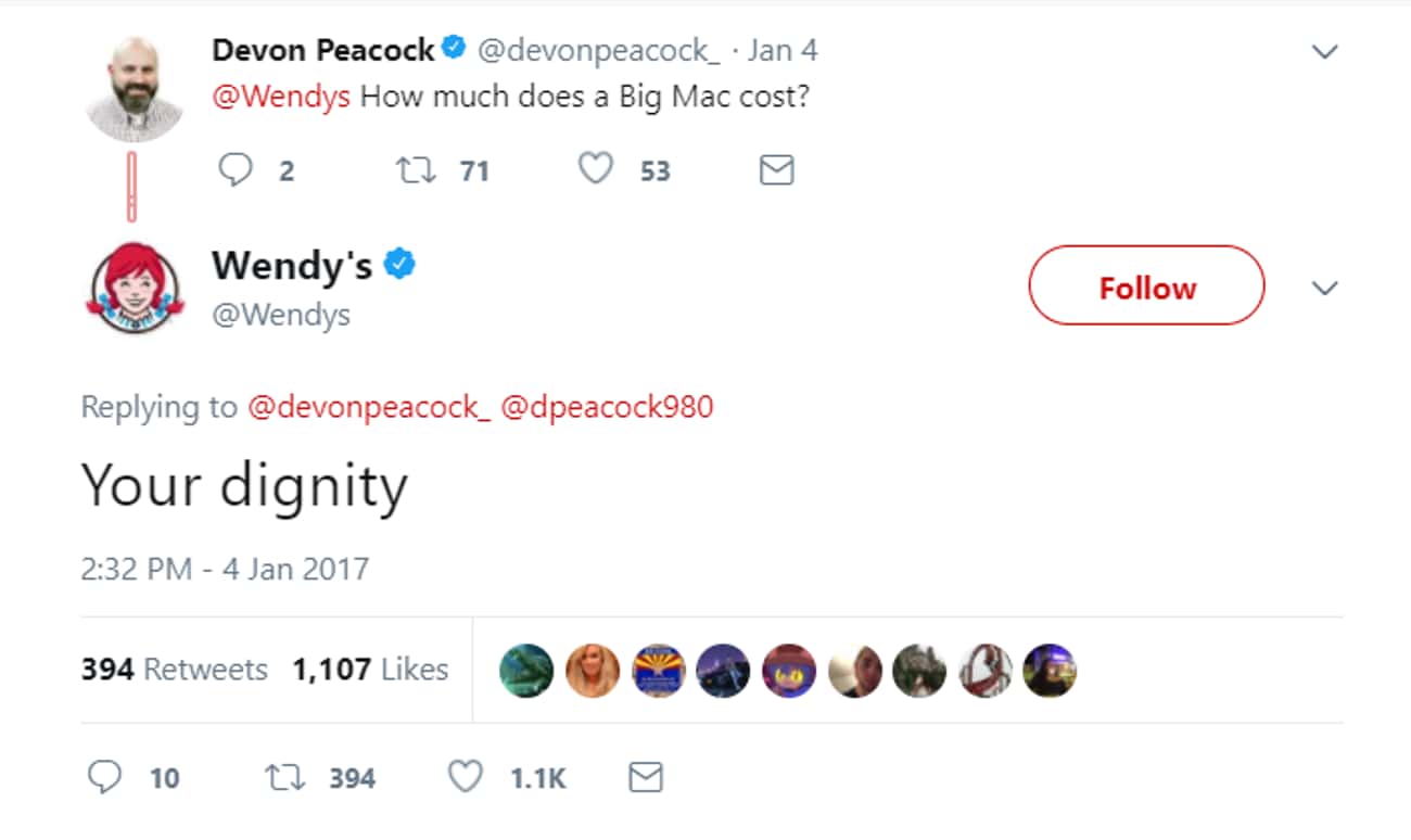 wendys big mac tweet