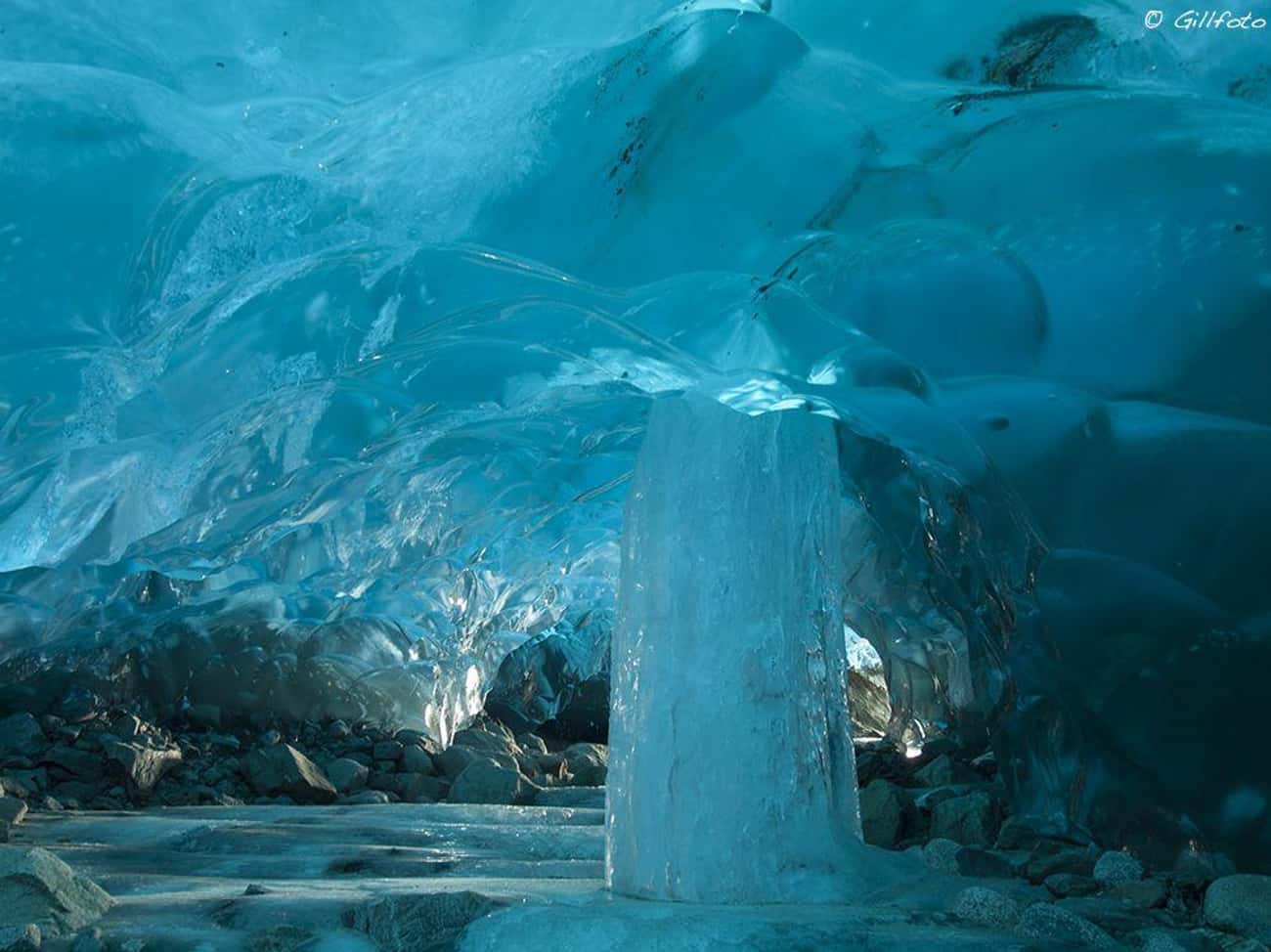 An Ethereal Ice Cave In Mendenhall Glacier, Alaska