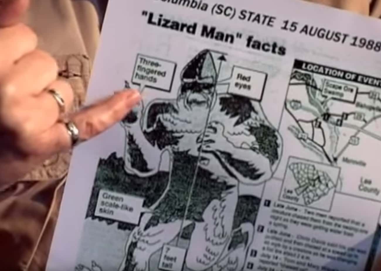 The Lizard Man Is Supposedly Seven Feet Tall With Green Scales, Black Claws, And Red Eyes