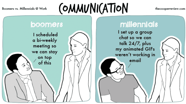 Someone Illustrated The Difference Between Millennials And Baby Boomers