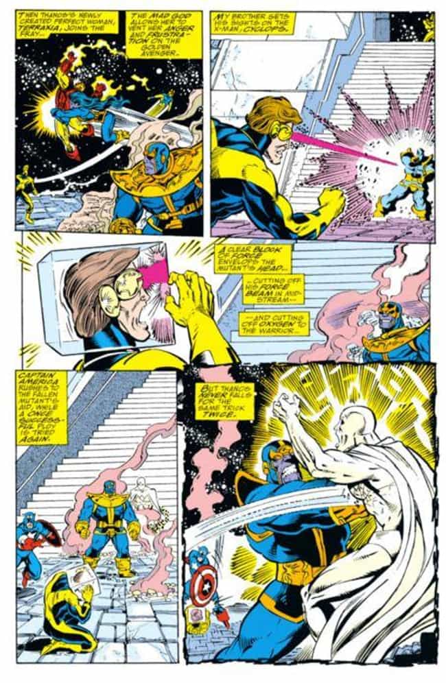 Thanos Puts Cyclops In A Block And Suffocates Him To Death