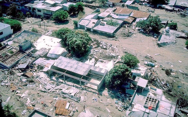 Imagen del deslizamiento ocurrido en Armero, Colombia, en 1985