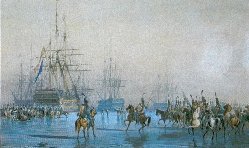 French Soldiers On Horseback Captured A Dutch Fleet After It Became Trapped In Ice