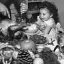 A Young Child Excited For Some Turkey - 1945 on Random Pictures Of Thanksgiving Over Years