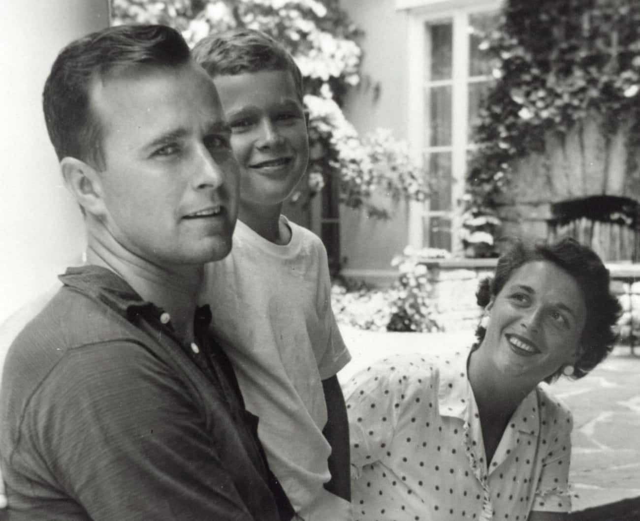 Bush Sr. With His Son George And Wife, Barbara