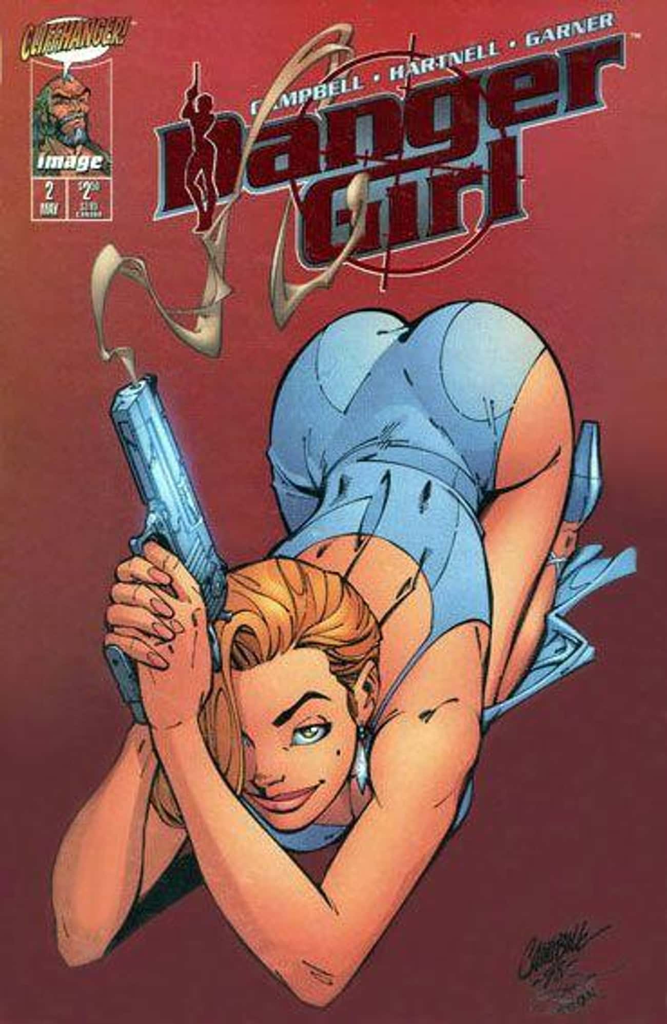 'Danger Girl #2'  With Ruby Red Smoking Gun Variant (1998): $2,250 