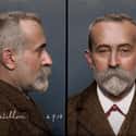 Alphonse Bertillon Demonstrating His New Two-Part 'Mug Shot' Method, 1913 on Random Colorized Photos You Never Saw In Your Textbooks