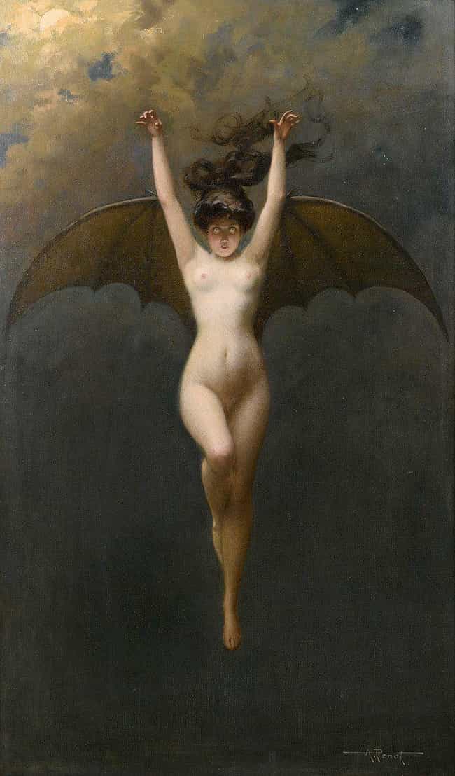 'The Bat-Woman' By Albert Jose... is listed (or ranked) 2 on the list The Darkest Paintings From Art History Any Goth Will Appreciate