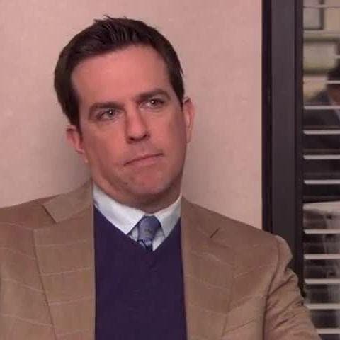 Ed Helms as Andy Bernard in The Coup