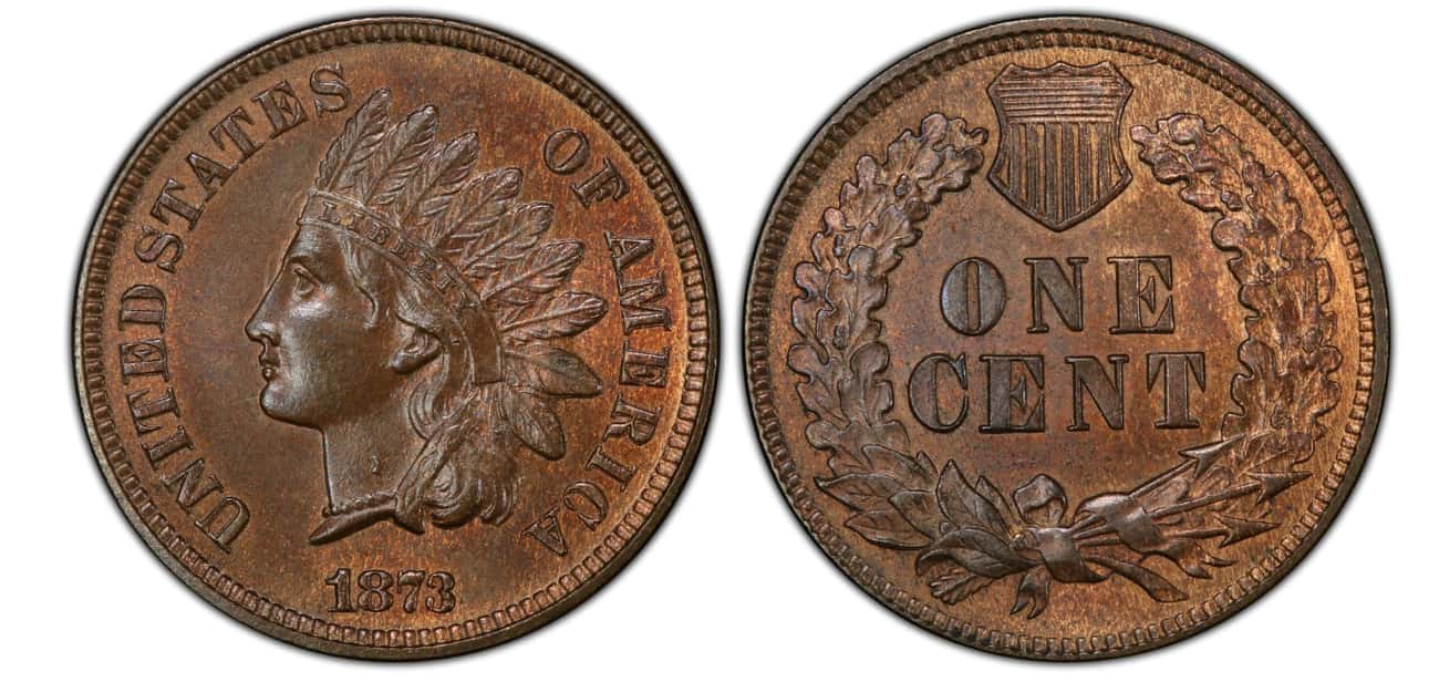  1873 'Open 3' Indian Head Penny