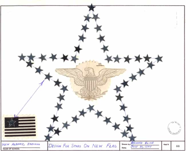 Stars In The Shape Of A ... is listed (or ranked) 1 on the list Thousands Of People Sent The White House Designs For American Flags In The 1950s