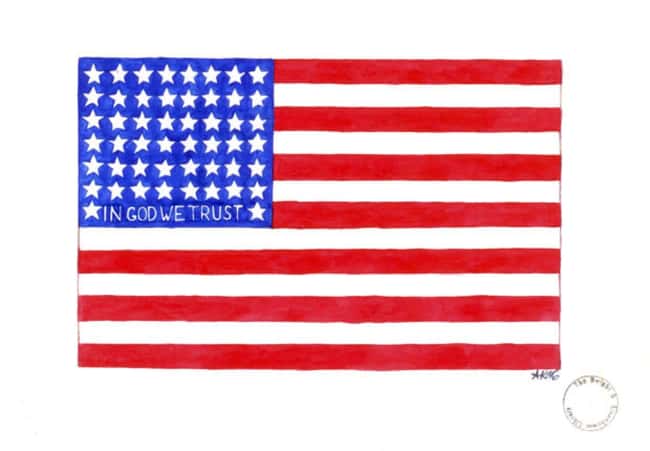 In God We Trust is listed (or ranked) 10 on the list Thousands Of People Sent The White House Designs For American Flags In The 1950s