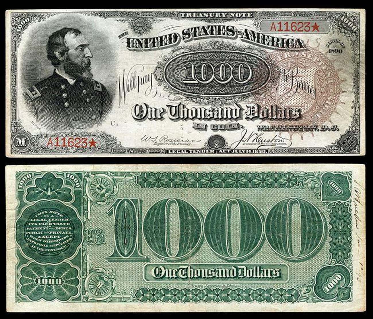 1890 $1,000 'Grand Watermelon' Treasury Note