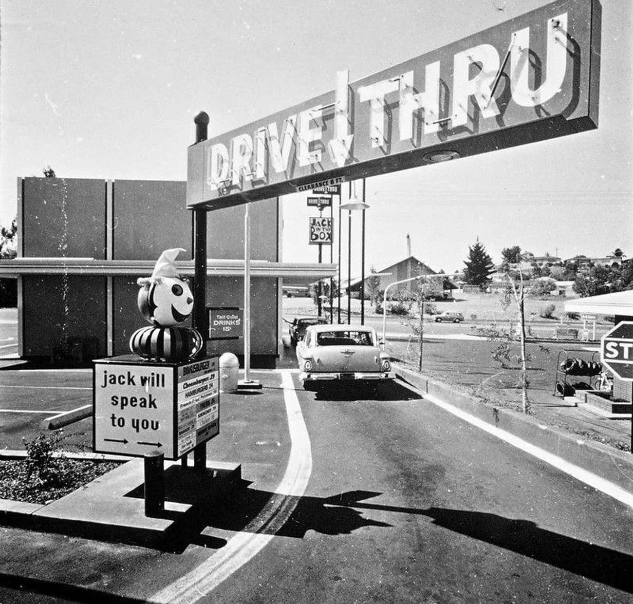 Jack speak. Jack in the Box Drive thru. Drive through USA. Old time USA Drive. Age when you can Drive in the USA.