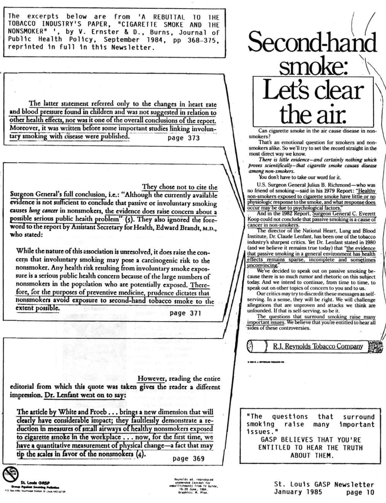 R. J. Reynolds Responded With A Series Of Full-Page Ads Called 'Let's Clear The Air On Smoking' To Clarify Smoking Is For Adults