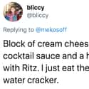 Shrimp Swimming In Cream Cheese? on Random People Are Sharing Gross Side Dishes That Are Traditional At Their Thanksgiving Meals