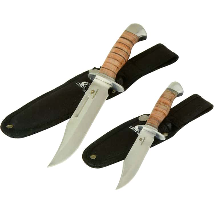  Mossy Oak Fixed Blade Hunting Knife Set - 3 Piece, Full Tang  Wood Handle Straight Edge and Gut Hook Blades Game Processing Knife Set,  Sheath Included : Sports & Outdoors