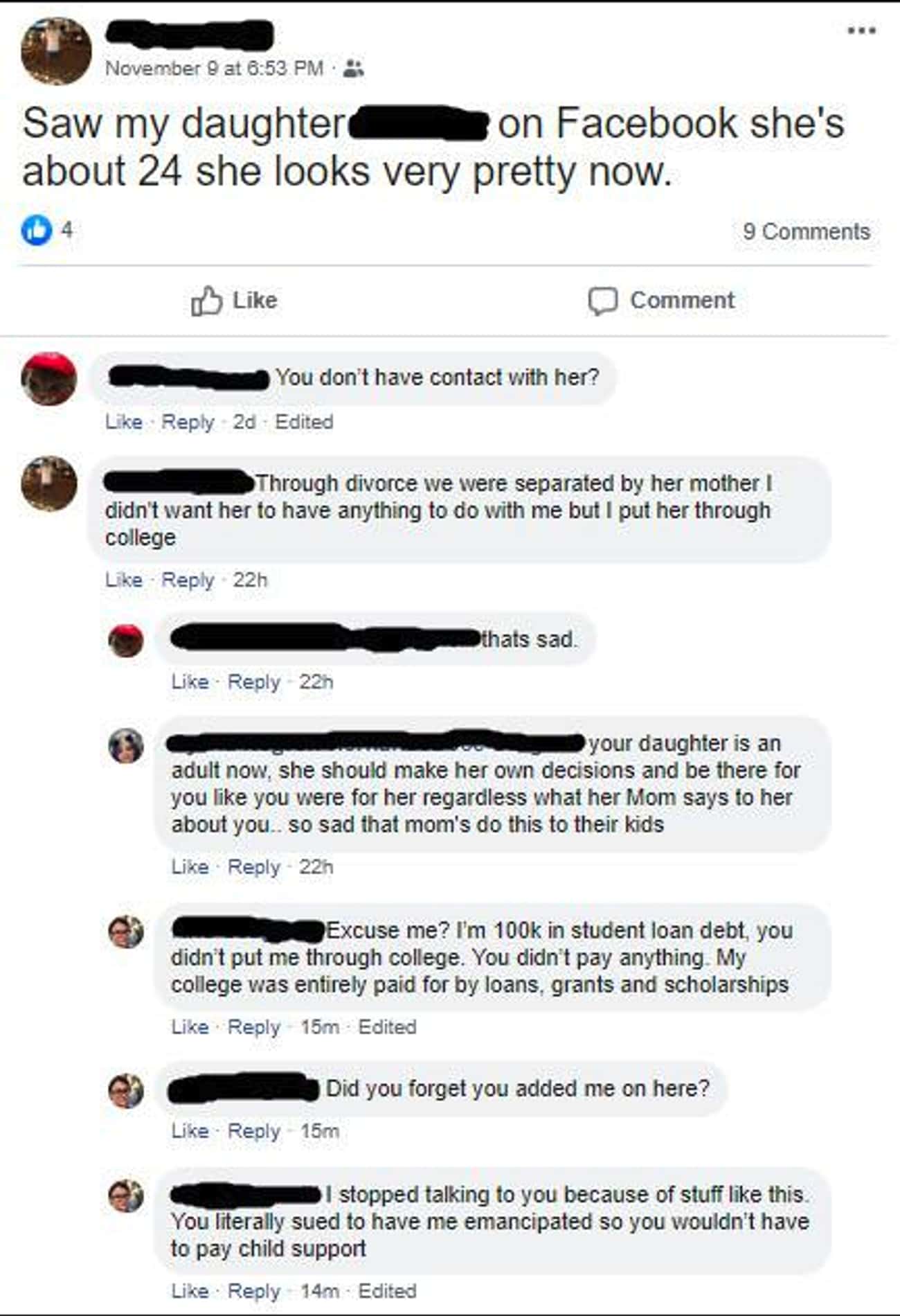 Dad Forgets He Added Estranged Daughter On Facebook