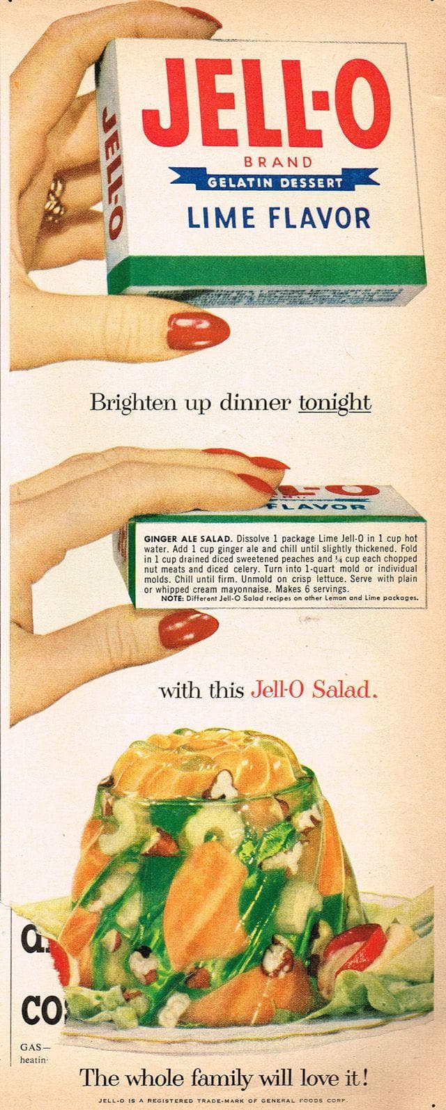 Jell-O Ginger Ale Salad on Random Weird Vintage Foods You'd Love At Your Holiday Party