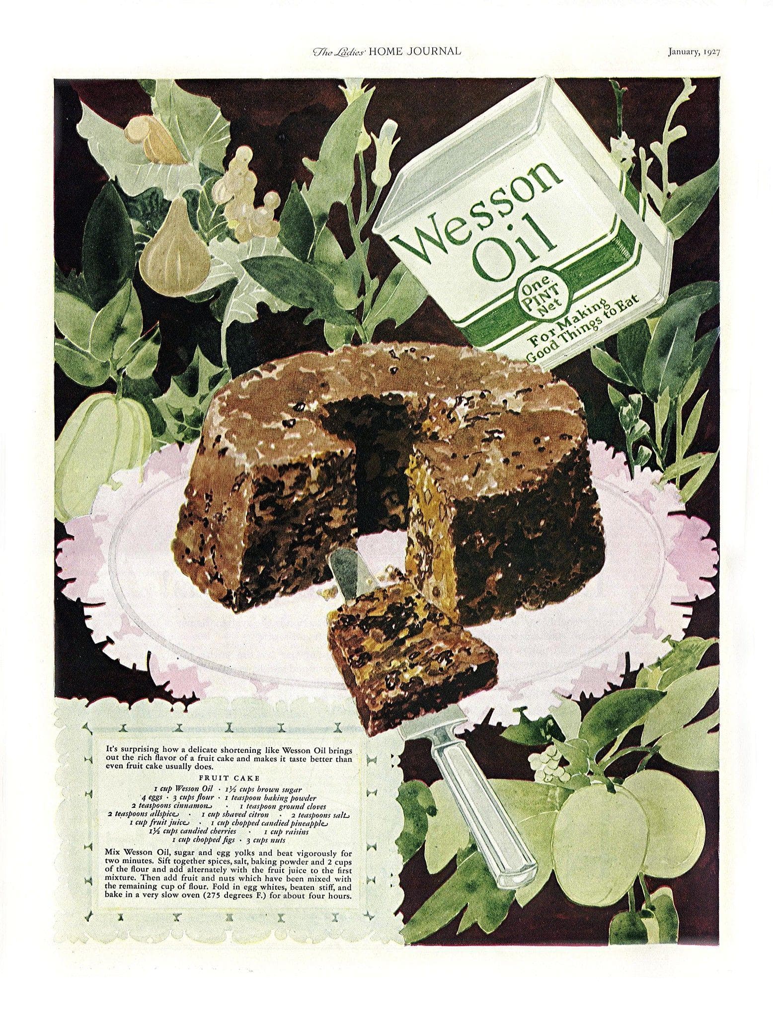 Wesson Oil Fruitcake  on Random Weird Vintage Foods You'd Love At Your Holiday Party
