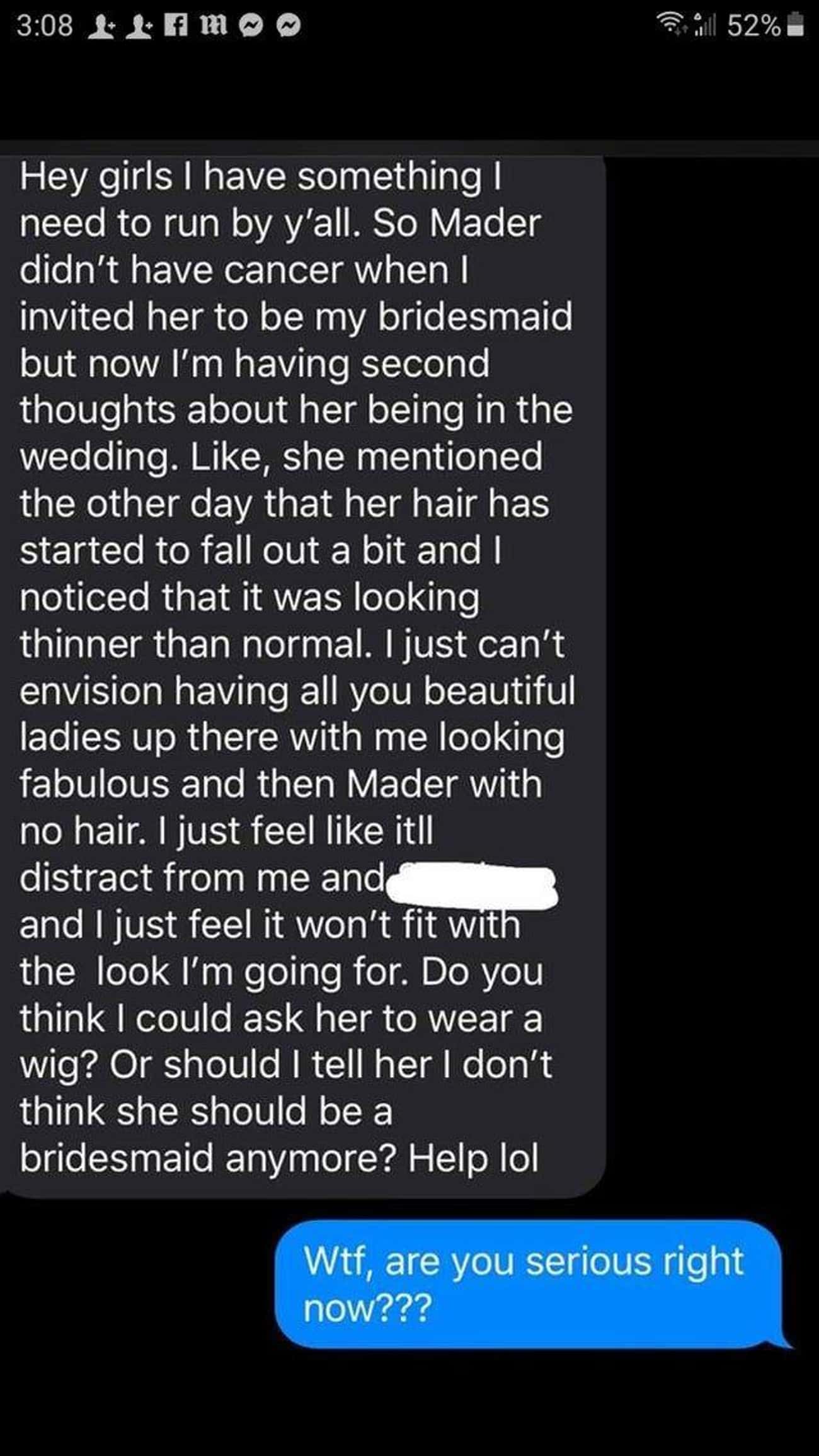 The Saga Begins When The Bridezilla Texted A Question To Her Bridal Party