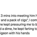 A Master Of Peer Pressure And Pigeons on Random Stories Of Weirdest Date