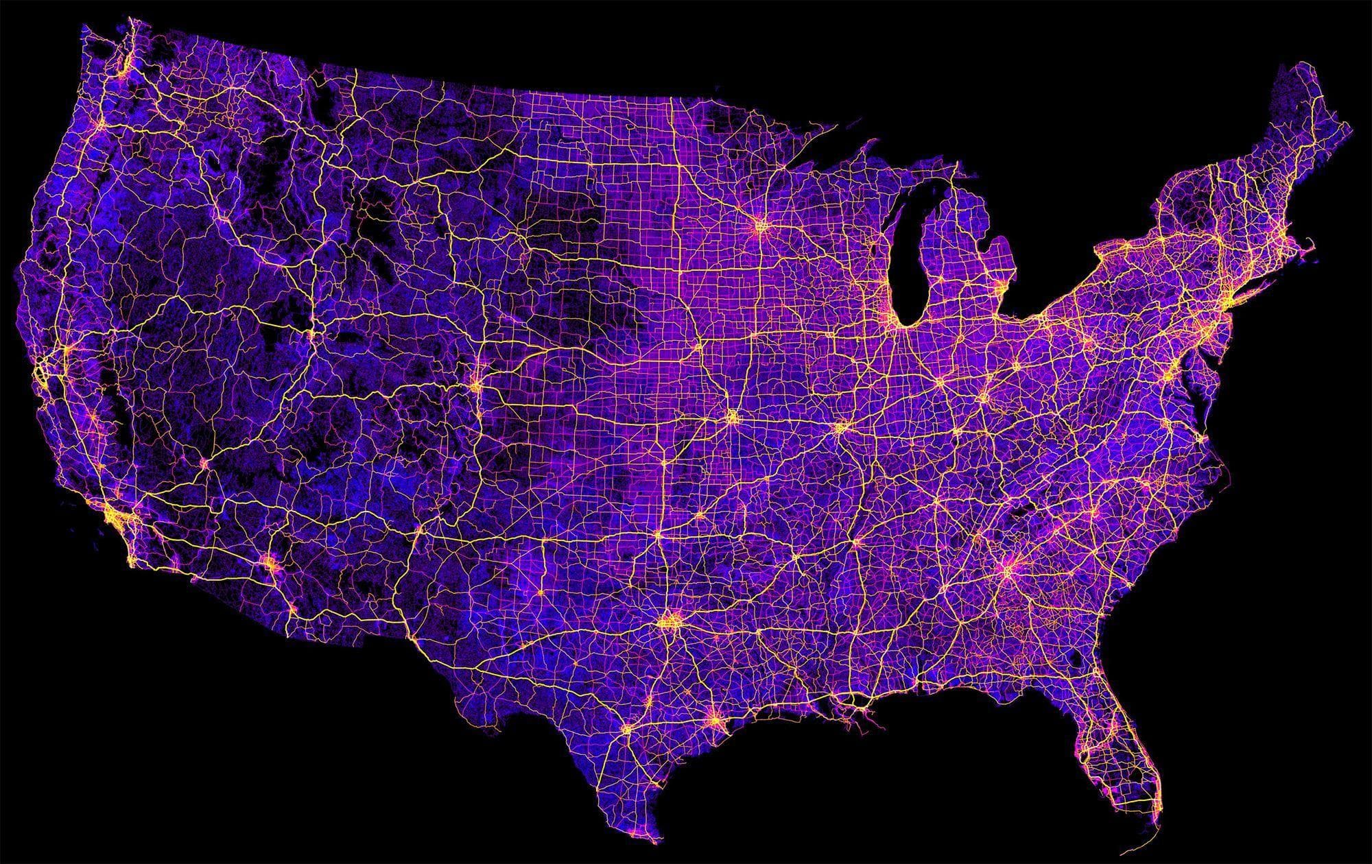 8 Million Miles Of Highways An is listed (or ranked) 12 on the list 17 Maps Of The United States That Made Us Say "Whoa"