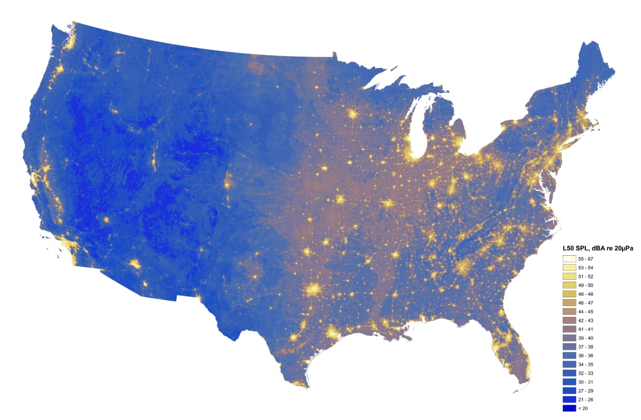 Maps Of The United States That - The Loudest And Quietest Spots In The Continental Us Photo U1 united states pollution map