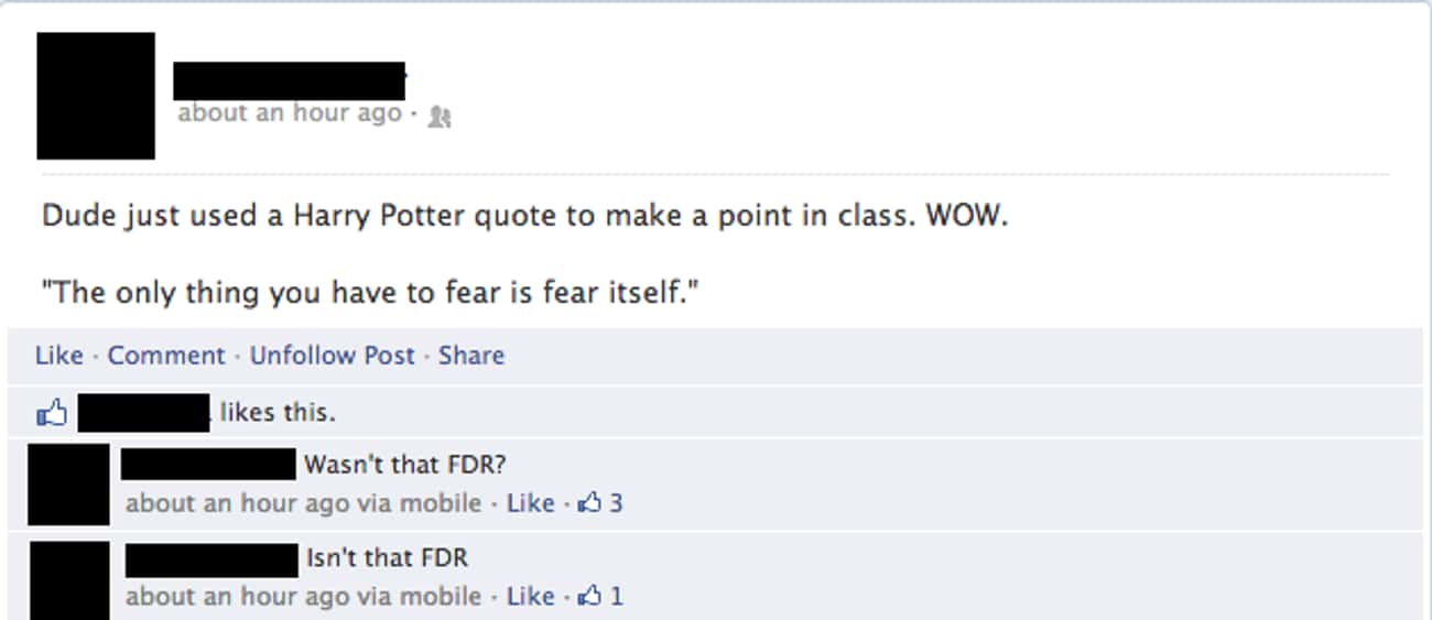 Harry Potter, FDR, Same Person