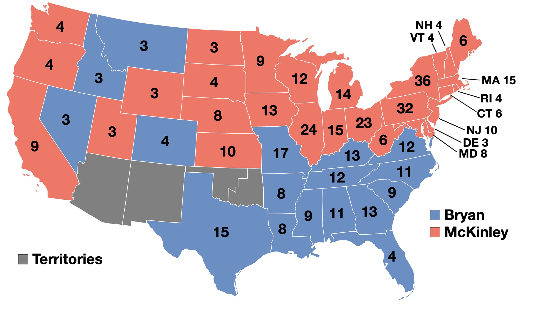 1900: William McKinley v... is listed (or ranked) 1 on the list These Maps Of Every Election In The Past Century Show How Dramatically America Has Changed