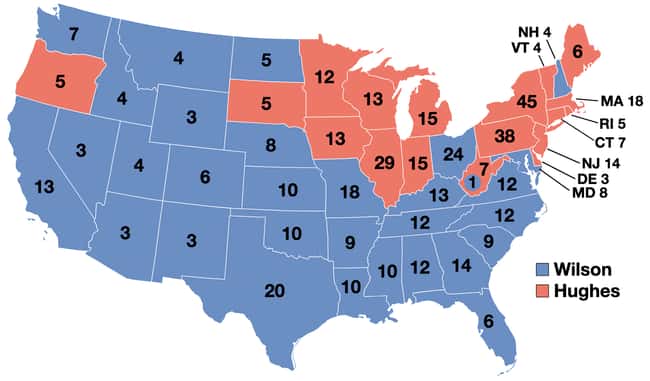 1916: Woodrow Wilson vs. Charl is listed (or ranked) 5 on the list These Maps Of Every Election In The Past Century Show How Dramatically America Has Changed