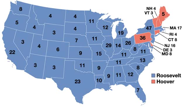 1932: Herbert Hoover vs. Frank is listed (or ranked) 9 on the list These Maps Of Every Election In The Past Century Show How Dramatically America Has Changed