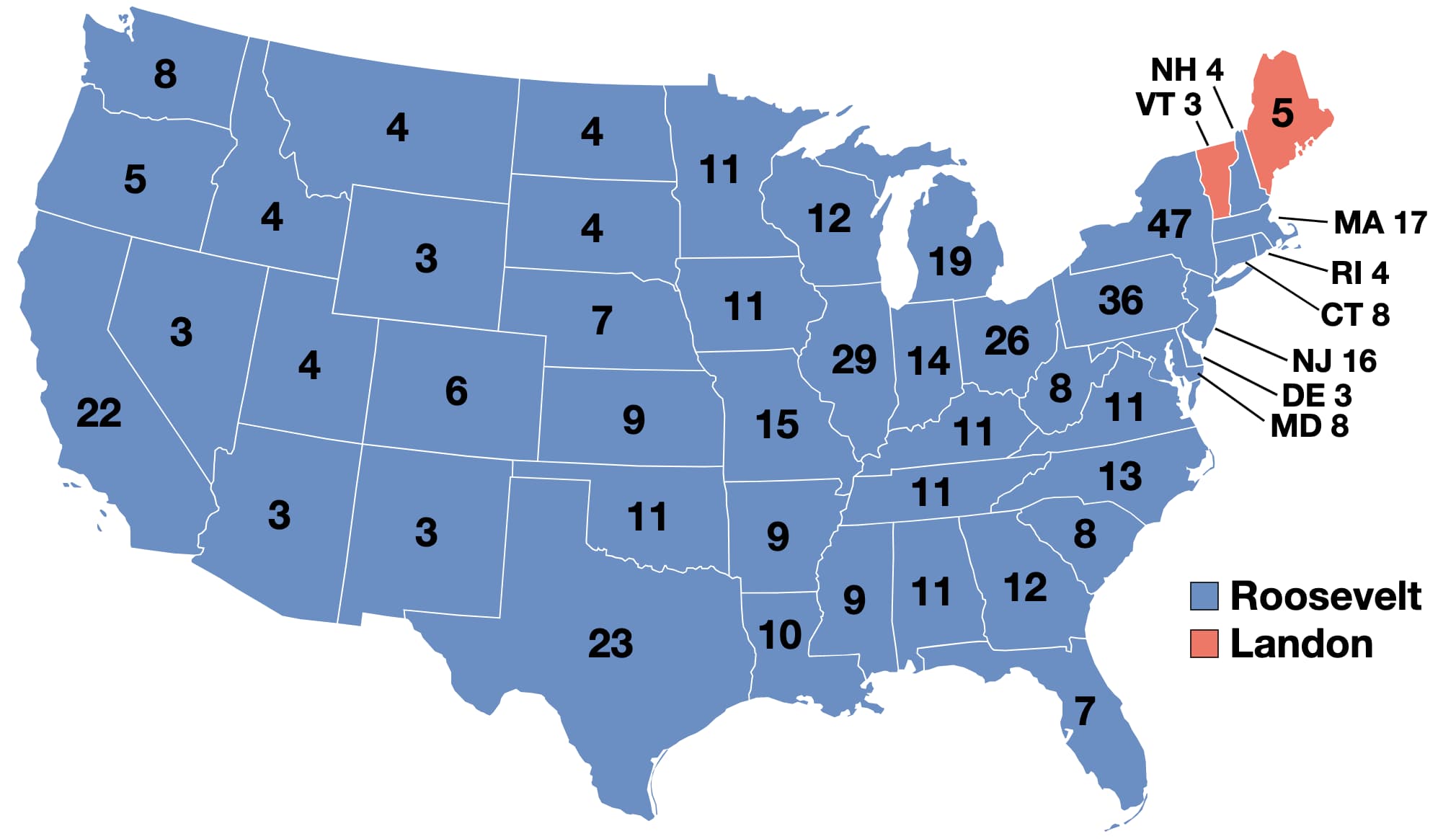 1936: Franklin D. Roosevelt vs is listed (or ranked) 10 on the list These Maps Of Every Election In The Past Century Show How Dramatically America Has Changed