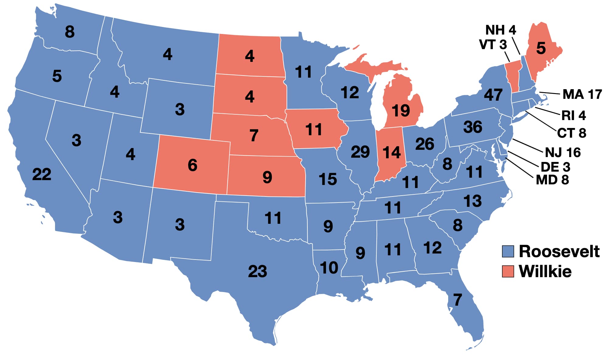 1940: Franklin D. Roosevelt vs is listed (or ranked) 11 on the list These Maps Of Every Election In The Past Century Show How Dramatically America Has Changed