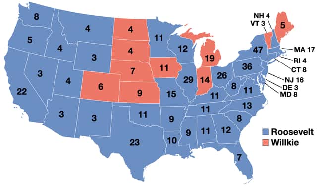 1940: Franklin D. Roosevelt vs is listed (or ranked) 11 on the list These Maps Of Every Election In The Past Century Show How Dramatically America Has Changed