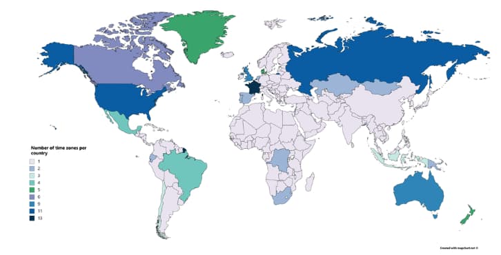 15 Beautiful Maps Of The World Divided By Time Zones