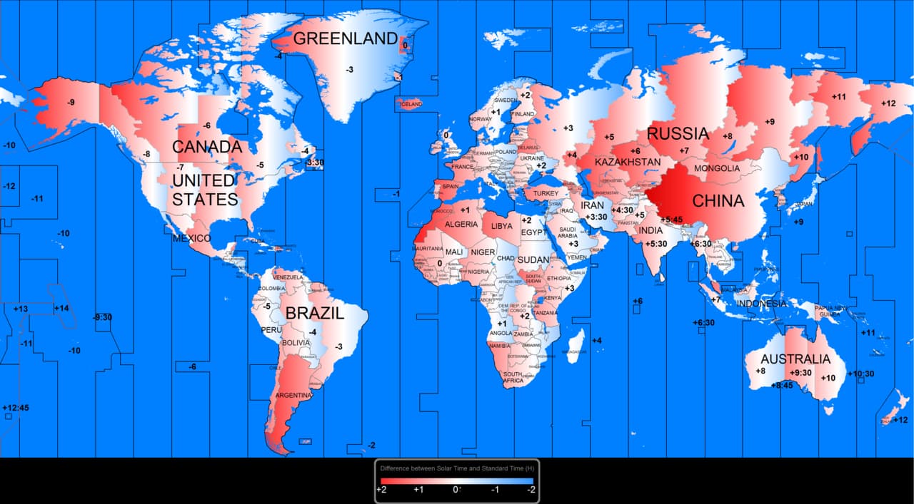 15 Beautiful Maps Of The World Divided By Time Zones