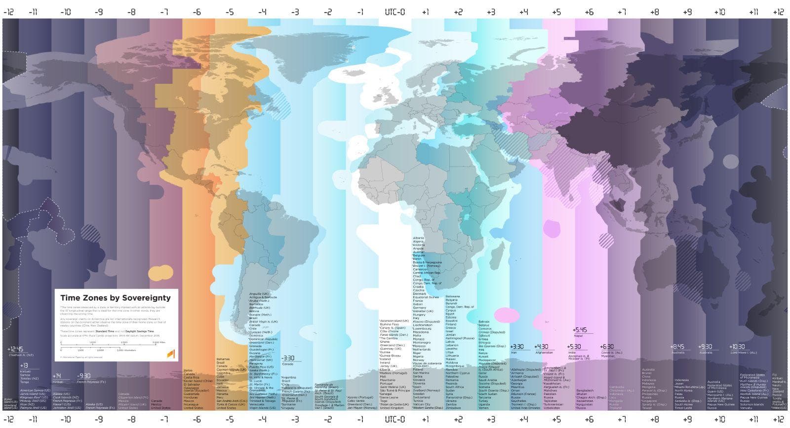 15 Beautiful Maps Of The World Divided By Time Zones