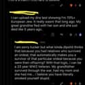 Person Thinks He's A Holocaust Survivor Because His Grandma Survived It on Random Biggest Facepalms On The Internet