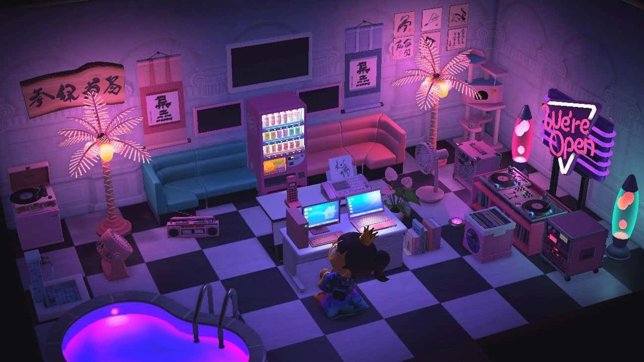 Vaporwave Basement - Best ACNH Living Room Ideas