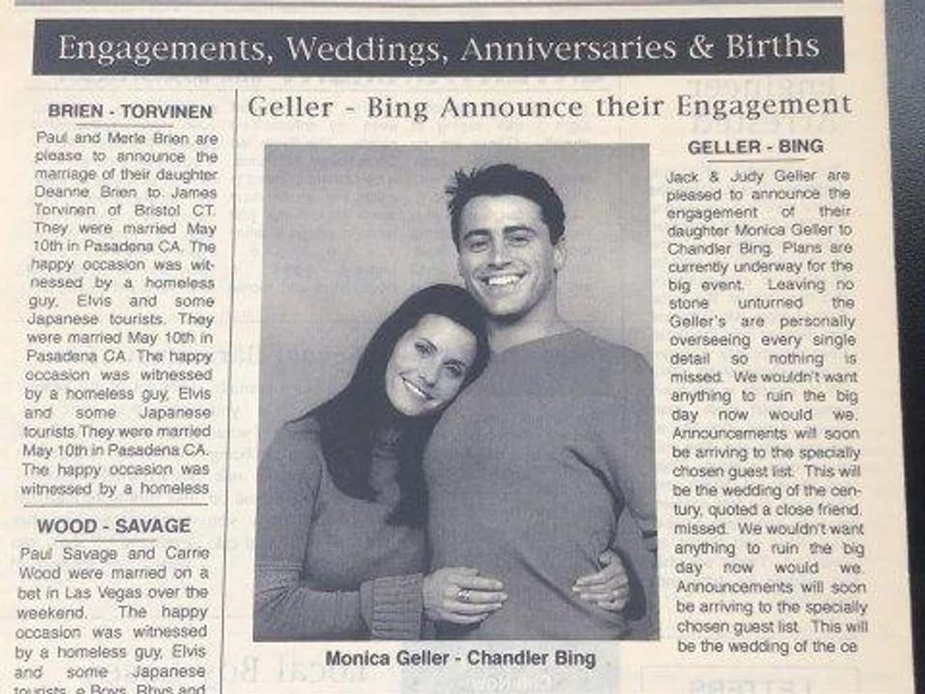 Monica And Chandler's Engagement Announcement Is Repetitive