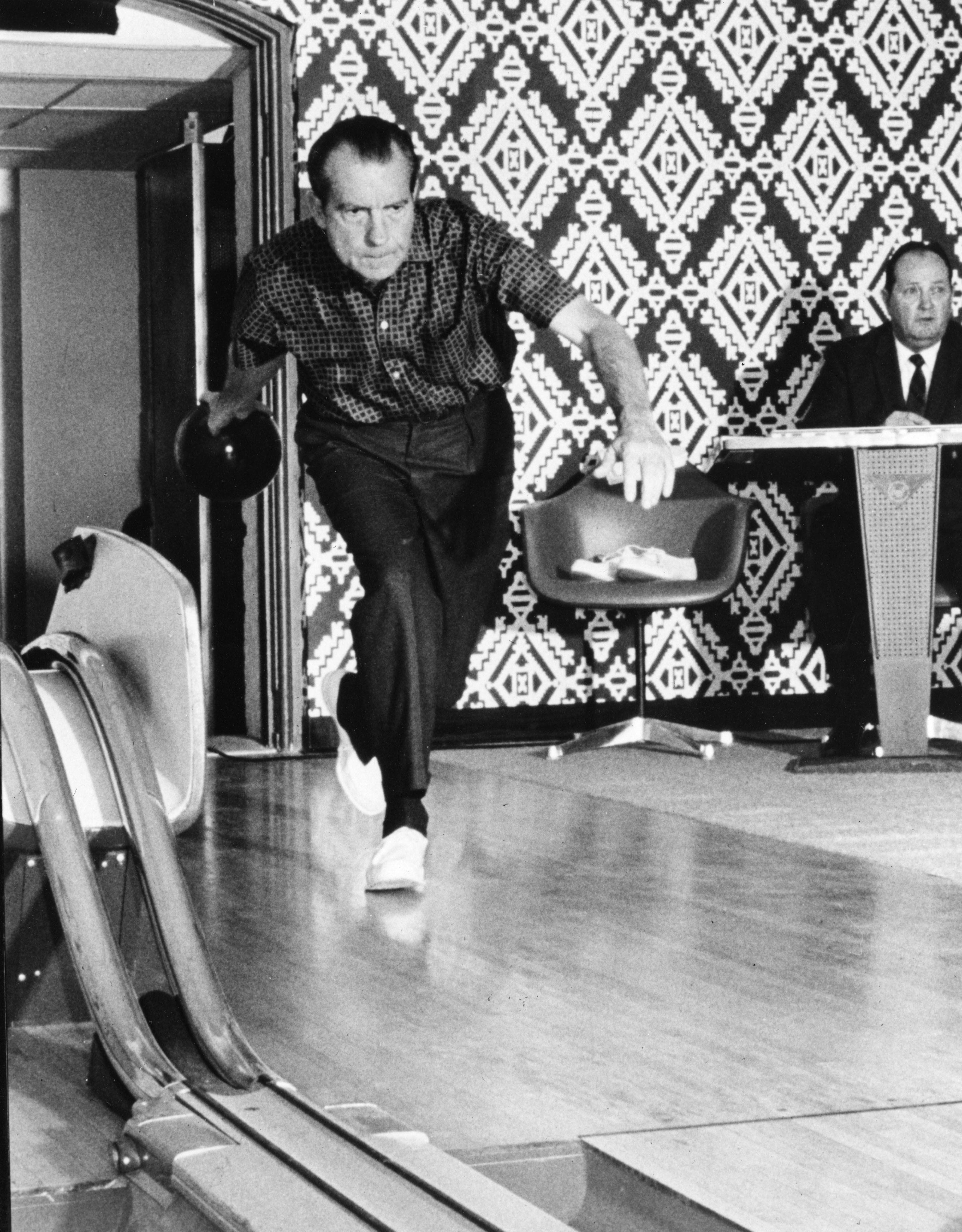 Richard Nixon Bowling on Random Rare Photos Of US Presidents That Most People Haven't Seen